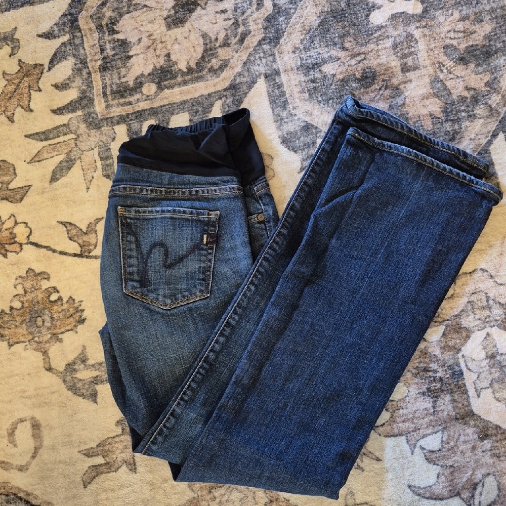Citizens Of Humanity Blue Boot Cut Maternity Belly Panel Jeans